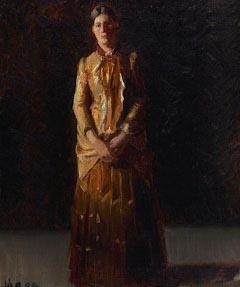 Michael Ancher Portrait of Anna Ancher Standing in a Yellow Dress by her husband Michael Ancher Germany oil painting art